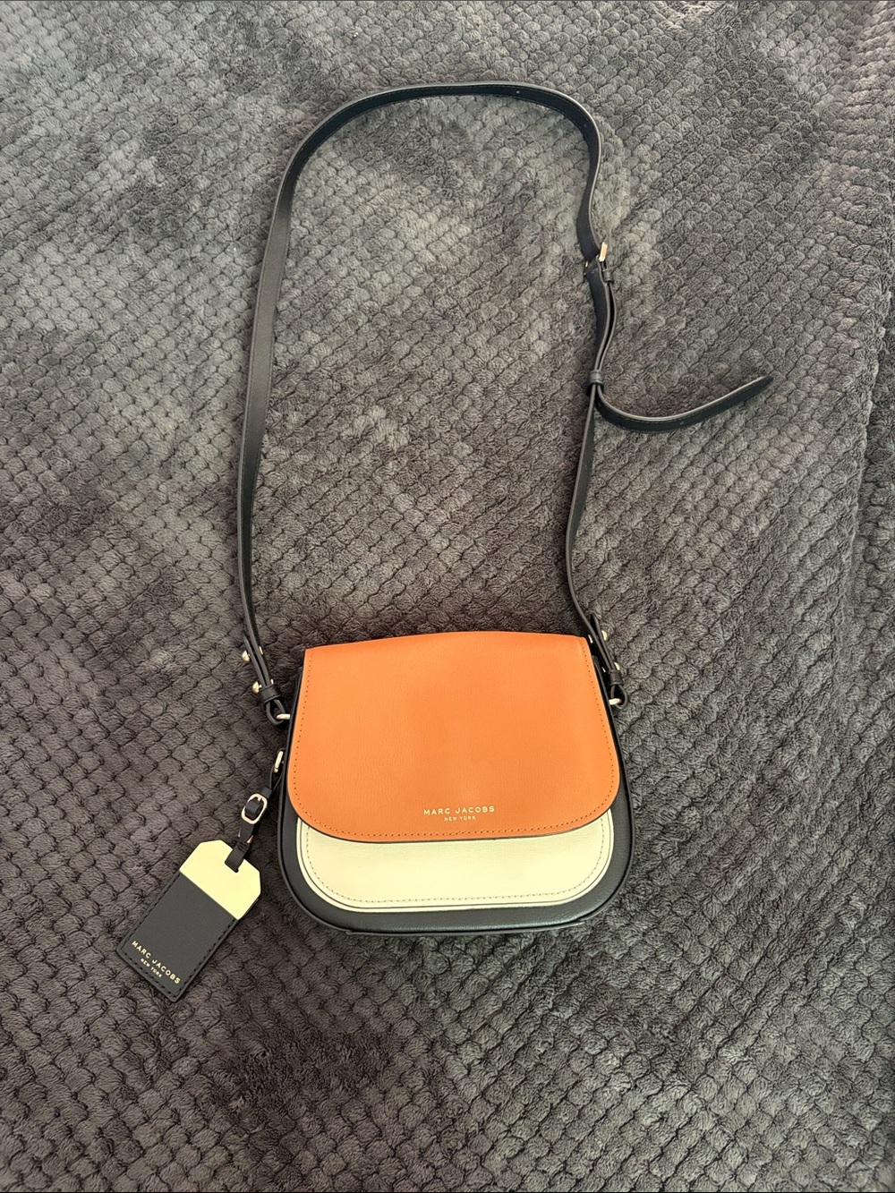 Marc Jacobs Colorblock Leather Crossbody in Orange, Cream & Black